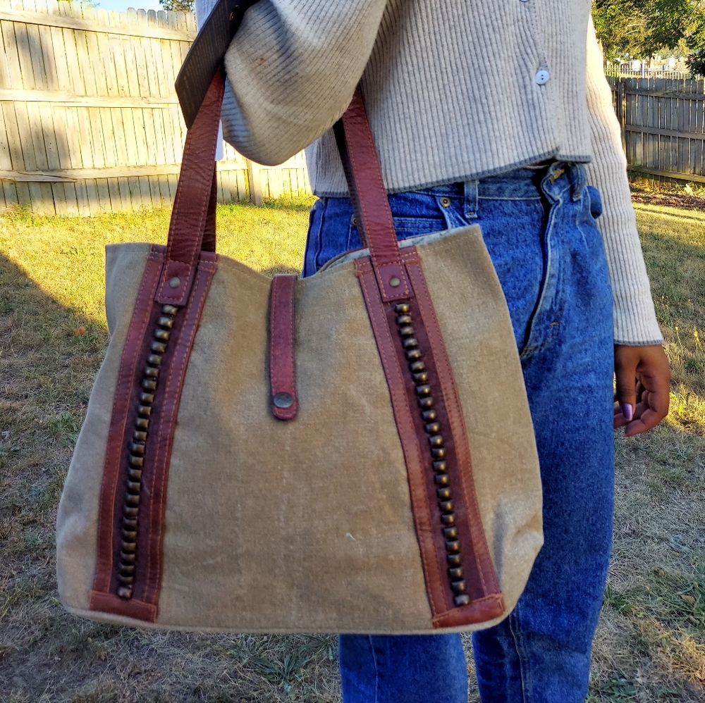 Brown Riveted Mona B. Tote Medium Sized